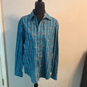 Robert Graham Blue and Pink Dress Shirt